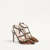 Pantofi cu toc Rockstud cu curele din piele de vițel cu efect de ponei 100 mm Pantofi cu toc Rockstud cu curele din piele de vițel cu efect de ponei 100 mm