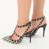 Pantofi cu toc Rockstud din țesătură Pied-De-Poule 100 mm
