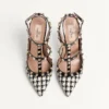 Pantofi cu toc Rockstud din țesătură Pied-De-Poule 100 mm