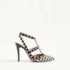 Pantofi cu toc Rockstud din țesătură Pied-De-Poule 100 mm