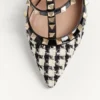 Pantofi cu toc Rockstud din țesătură Pied-De-Poule 100 mm