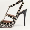 Pantofi cu toc Rockstud din țesătură Pied-De-Poule 100 mm