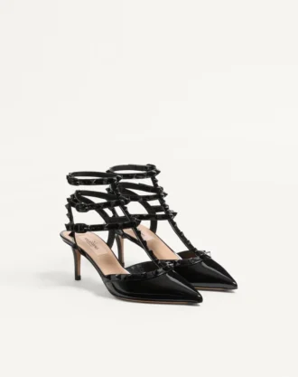 Pantofi cu toc Rockstud din piele lăcuită, cu curele și ținte asortate, 65 mm Pantofi cu toc Rockstud din piele lăcuită, cu curele și ținte asortate, 65 mm