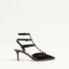 Pantofi cu toc Rockstud din piele lăcuită, cu curele și ținte asortate, 65 mm