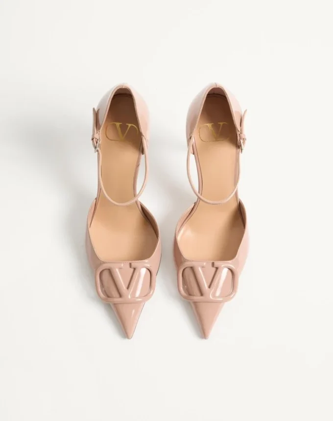 Pantofi cu toc Vlogo Signature D’Orsay din piele lăcuită 100 mm