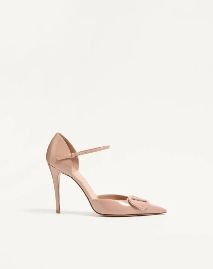 Pantofi cu toc Vlogo Signature D’Orsay din piele lăcuită 100 mm