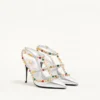 Pantofi decolete Rockstud din piele nappa laminată cu cabochon și cristale 100 mm Pantofi decolete Rockstud din piele nappa laminată cu cabochon și cristale 100 mm