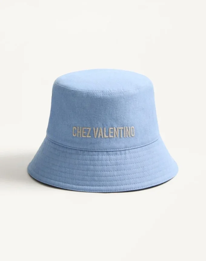 Pălărie Chez Valentino din denim cu broderie