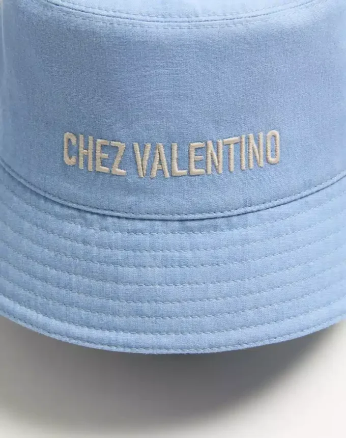 Pălărie Chez Valentino din denim cu broderie
