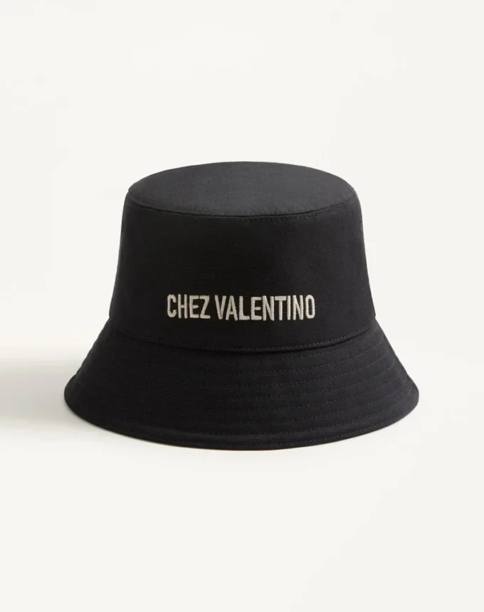 Pălărie din bumbac Chez Valentino cu broderie