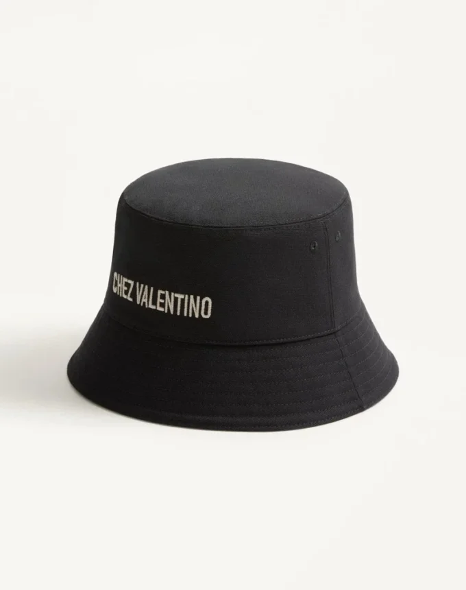 Pălărie din bumbac Chez Valentino cu broderie