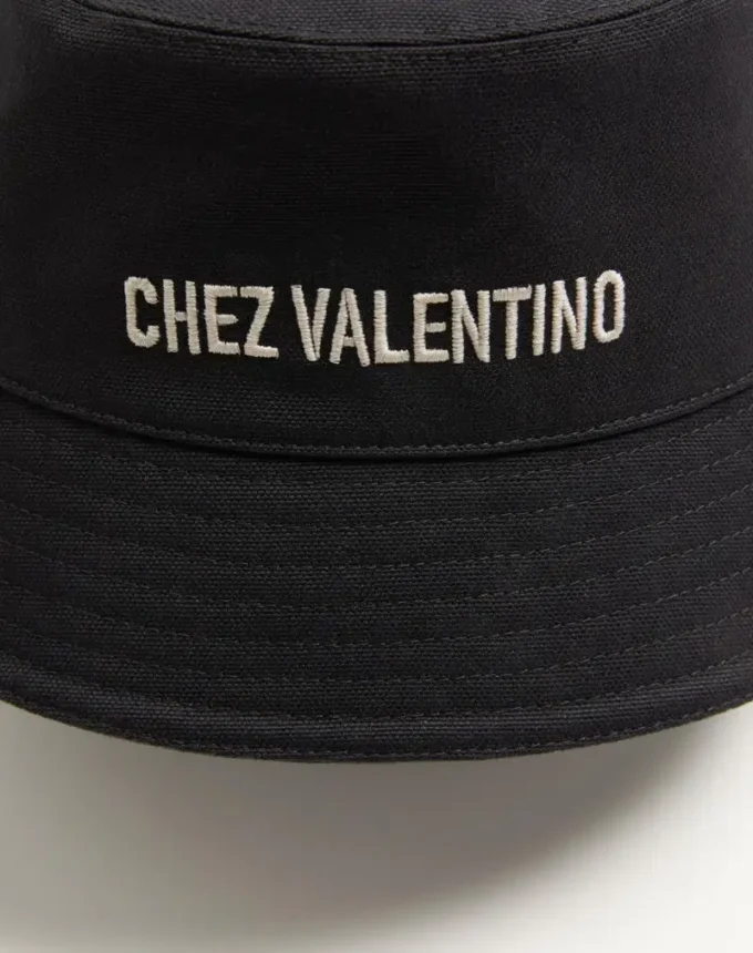 Pălărie din bumbac Chez Valentino cu broderie