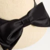 Pălărie tip panama Vlogo Signature cu fundă din satin Pălărie tip panama Vlogo Signature cu fundă din satin