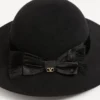 Pălărie Vlogo Signature din țesătură Lapin și catifea, cu fundă din tafta
