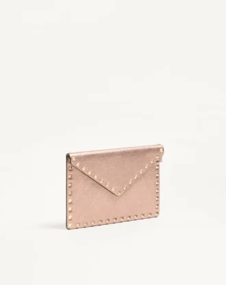 Pochetă Rockstud din piele de vițel granulată laminată