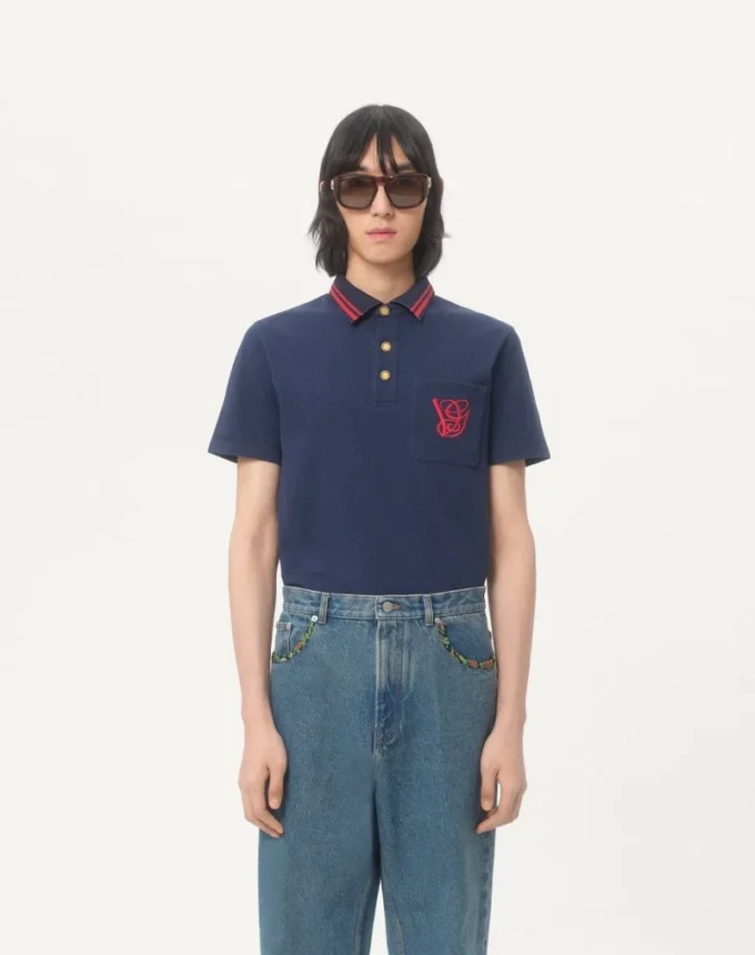 Polo din bumbac piqué cu broderie VG Polo din bumbac piqué cu broderie VG