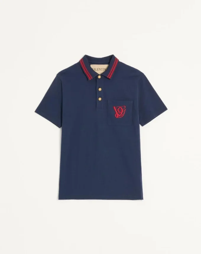 Polo din bumbac piqué cu broderie VG Polo din bumbac piqué cu broderie VG