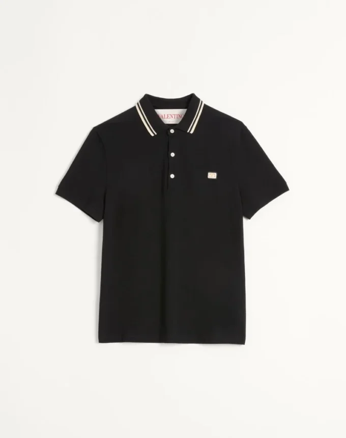 Polo din bumbac piqué cu patch Vlogo