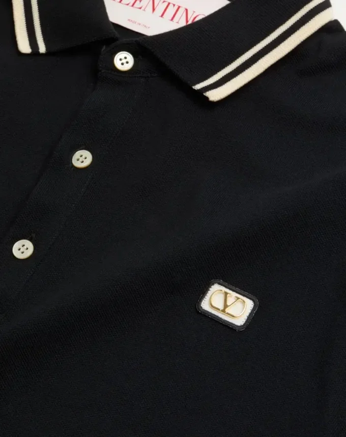 Polo din bumbac piqué cu patch Vlogo