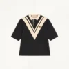 Polo din bumbac Valentino cu V încrustat și patch brodat cu panteră