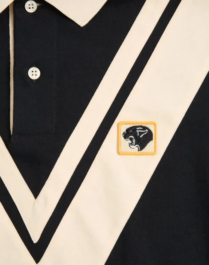 Polo din bumbac Valentino cu V încrustat și patch brodat cu panteră
