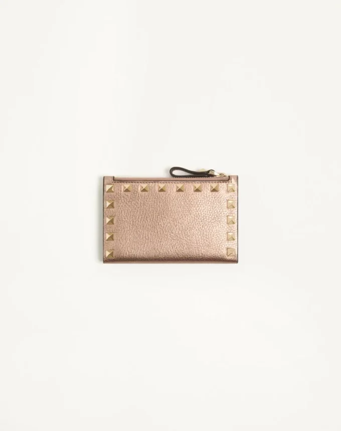 Portcard Rockstud din piele de vițel laminată cu fermoar Portcard Rockstud din piele de vițel laminată cu fermoar