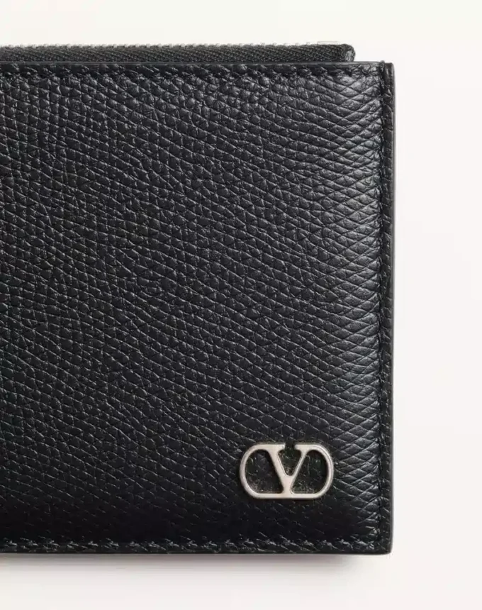 Portcard Vlogo Signature din piele de vițel granată