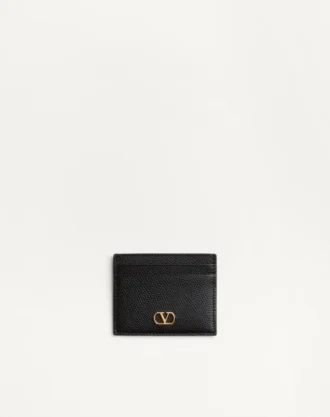 Portcard VLogo Signature din piele de vițel granulată