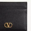 Portcard VLogo Signature din piele de vițel granulată