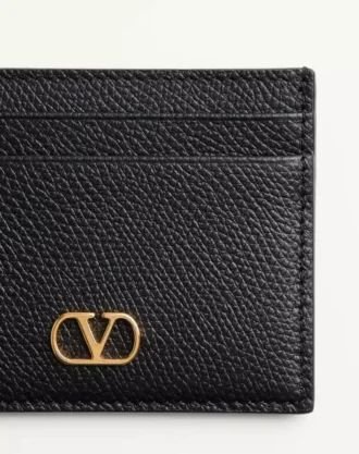 Portcard VLogo Signature din piele de vițel granulată