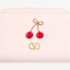 Portofel mini Cherryfic cu fermoar din piele de vițel granulată Portofel mini Cherryfic cu fermoar din piele de vițel granulată