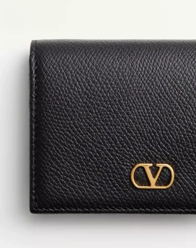 Portofel VLogo Signature din piele de vițel granulată