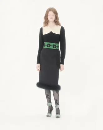 Fustă din crep Couture cu pene