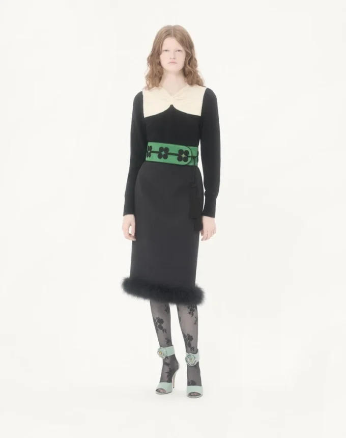 Fustă din crep Couture cu pene Fustă din crep Couture cu pene