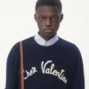 Pulover din lână cu guler rotund și broderie Chez Valentino Pulover din lână cu guler rotund și broderie Chez Valentino