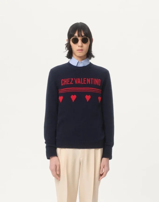 Pulover din lână cu motiv jacquard Chez Valentino Pulover din lână cu motiv jacquard Chez Valentino