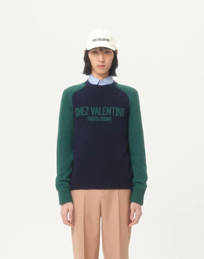 Pulover din lână și bumbac cu model jacquard Chez Valentino Pulover din lână și bumbac cu model jacquard Chez Valentino