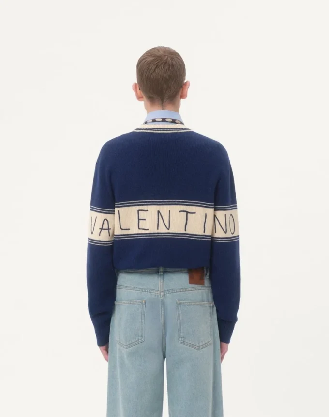 Pulover din lână și bumbac cu model jacquard Chez Valentino Pulover din lână și bumbac cu model jacquard Chez Valentino