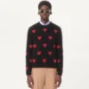 Pulover din lână mohair și lurex cu model jacquard în formă de inimă Pulover din lână mohair și lurex cu model jacquard în formă de inimă