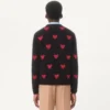 Pulover din lână mohair și lurex cu model jacquard în formă de inimă Pulover din lână mohair și lurex cu model jacquard în formă de inimă