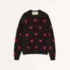 Pulover din lână mohair și lurex cu model jacquard în formă de inimă Pulover din lână mohair și lurex cu model jacquard în formă de inimă