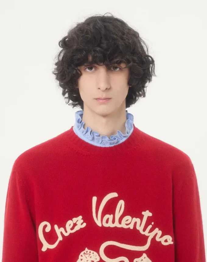 Pulover din lână Valentino cu broderie Chez Valentino & Panther