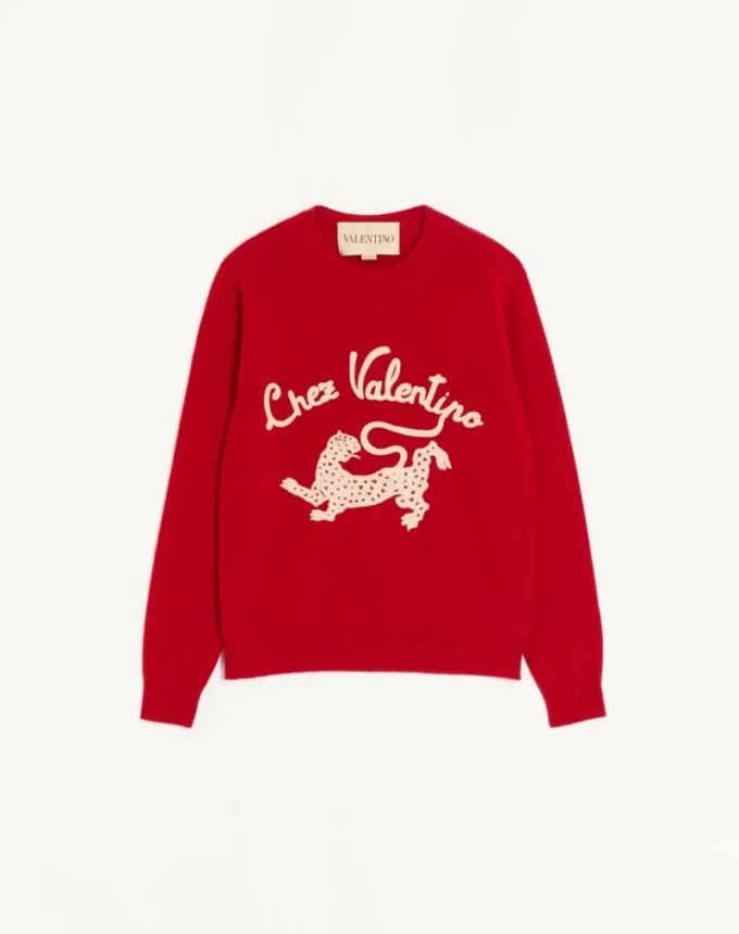 Pulover din lână Valentino cu broderie Chez Valentino & Panther