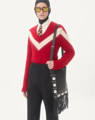 Pulover din lână Valentino cu fundă VLogo în spate Pulover din lână Valentino cu fundă VLogo în spate