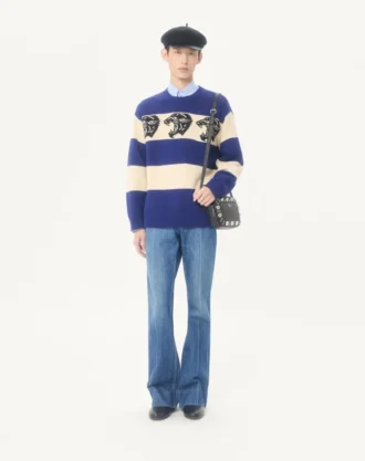 Pulover din lână Valentino cu model Jacquard Panther
