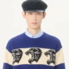 Pulover din lână Valentino cu model Jacquard Panther