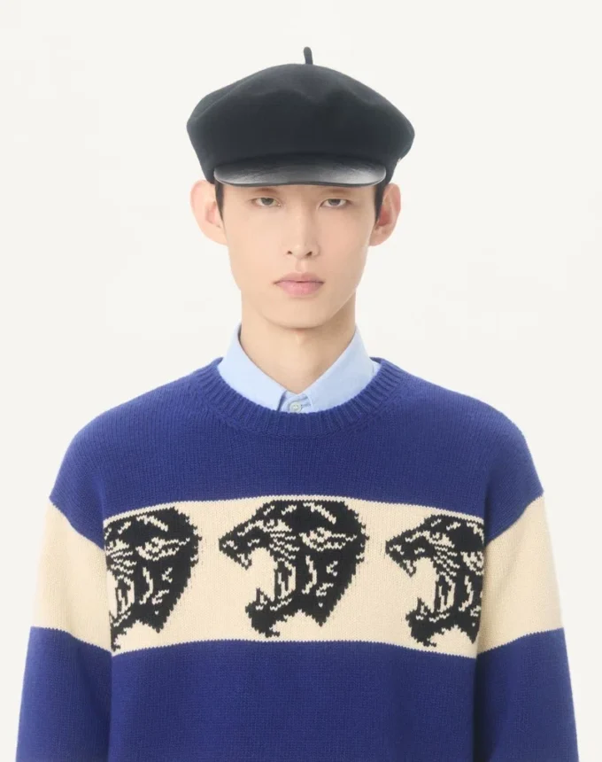 Pulover din lână Valentino cu model Jacquard Panther