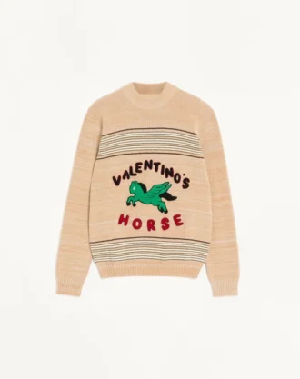 Pulover Valentino din lână și bumbac cu patch Valentino Horse