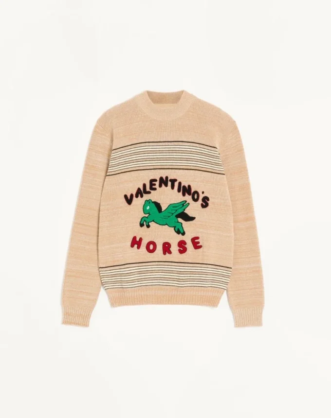 Pulover Valentino din lână și bumbac cu patch Valentino Horse