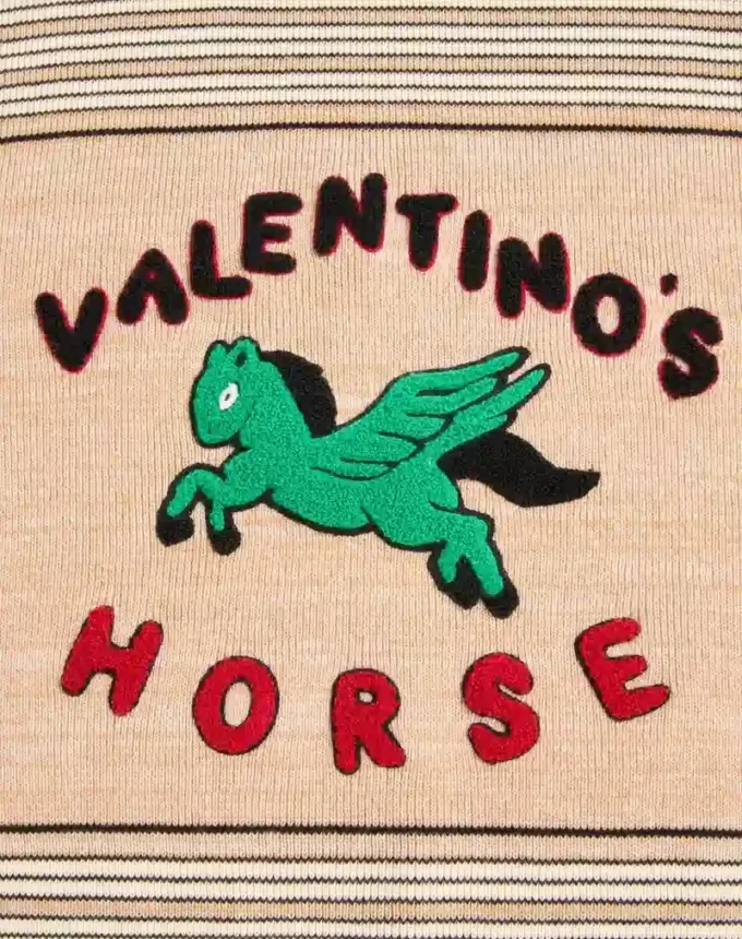 Pulover Valentino din lână și bumbac cu patch Valentino Horse